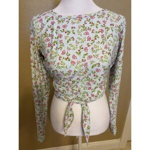 J Crew Women's Floral Rash Guard, Small, Cropped